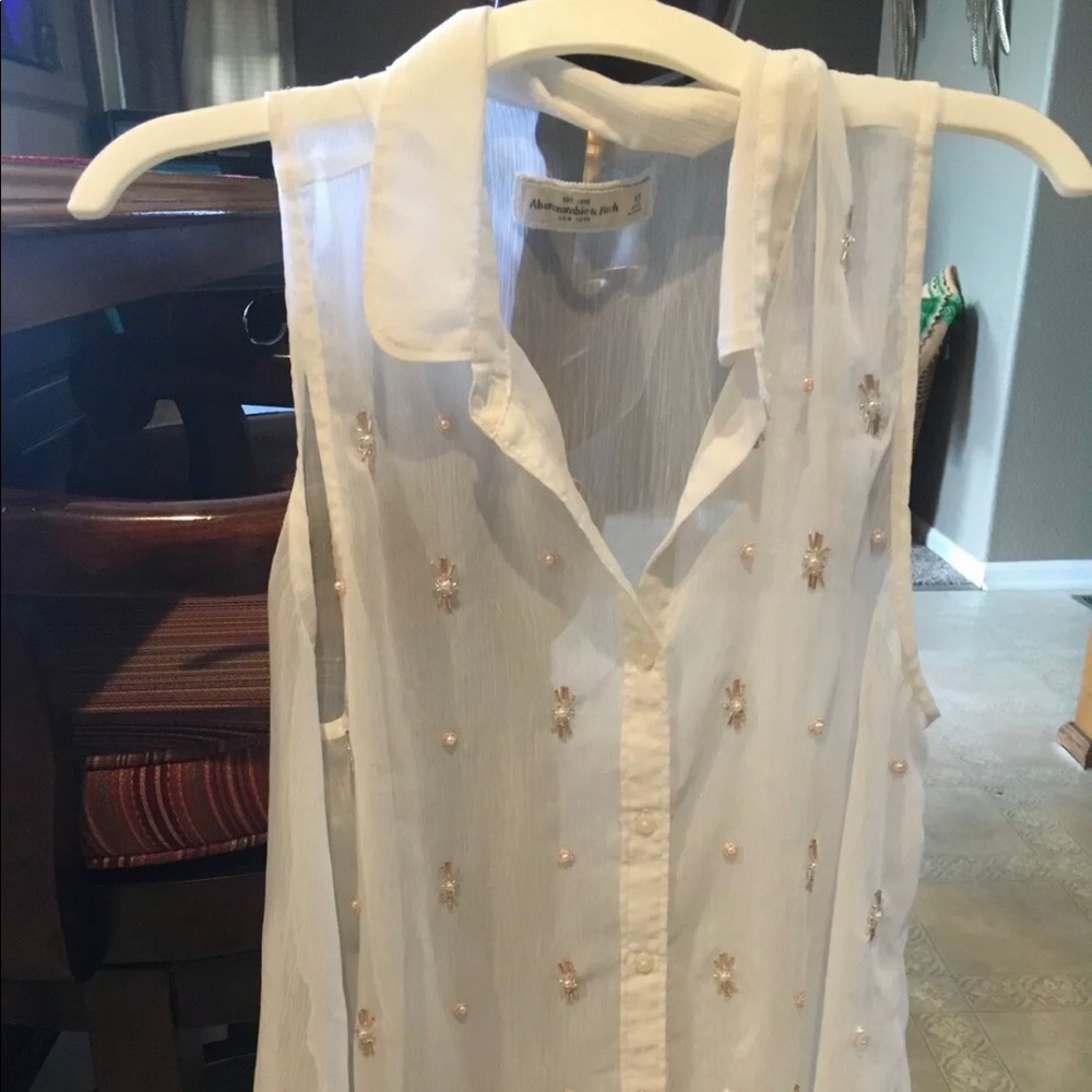 Abercrombie Fitch XS sheer beaded blouse